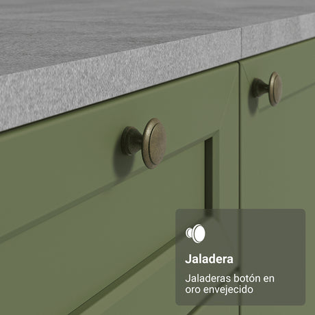 Gabinete de Cocina Vik Blanco y Verde 120x81cm sin Mesón sin Pozuelo y con Tres Cajones - MUEBLES INFERIORES DE COCINA | Bylmo