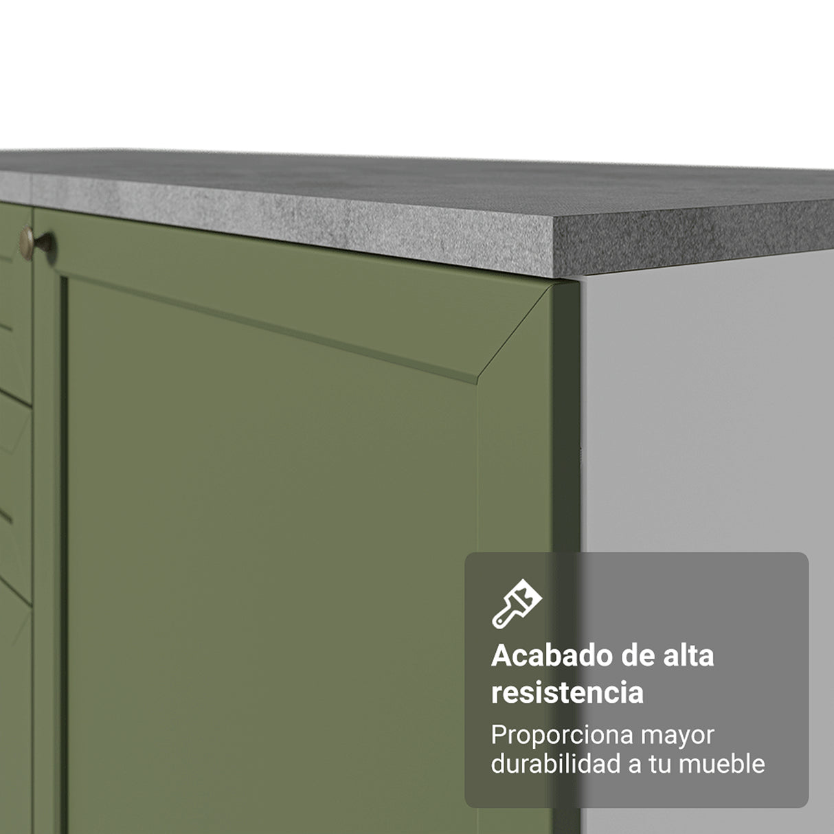 Gabinete de Cocina Vik Blanco y Verde 120x81cm sin Mesón sin Pozuelo y con Tres Cajones - MUEBLES INFERIORES DE COCINA | Bylmo
