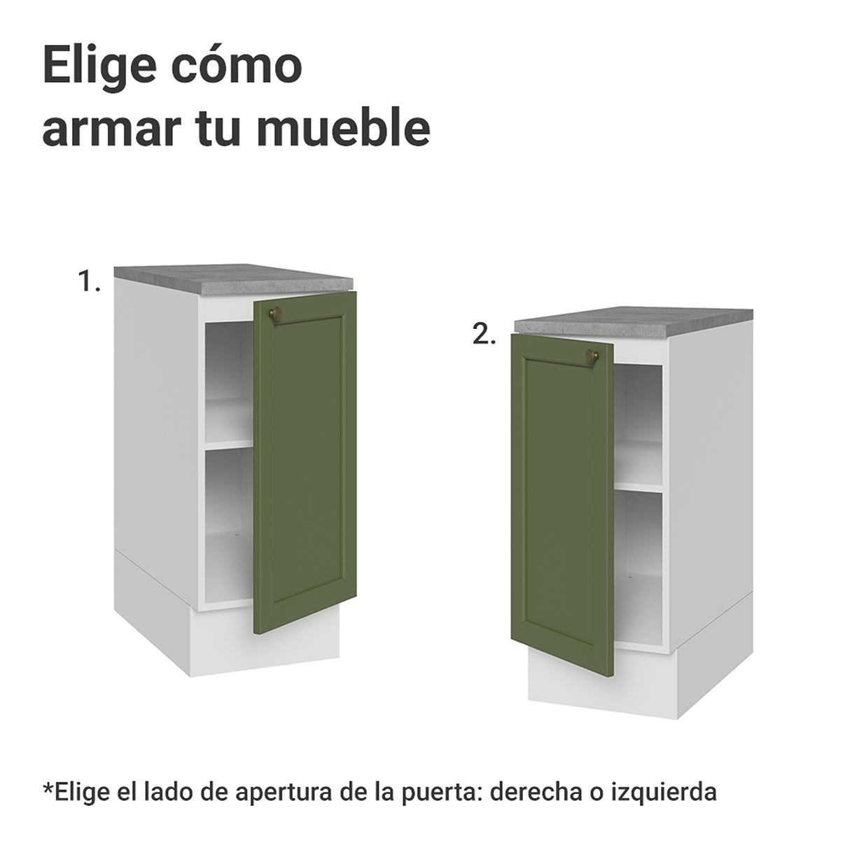 Gabinete de Cocina Vik Blanco y Verde 35x84cm sin Mesón sin Pozuelo - MUEBLES INFERIORES DE COCINA | Bylmo