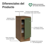 Gabinete de Cocina Vik Marrón y Verde 35x84cm sin Mesón sin Pozuelo - MUEBLES INFERIORES DE COCINA | Bylmo