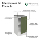 Gabinete de Cocina Vik Blanco y Verde 40x84cm sin Mesón sin Pozuelo - MUEBLES INFERIORES DE COCINA | Bylmo