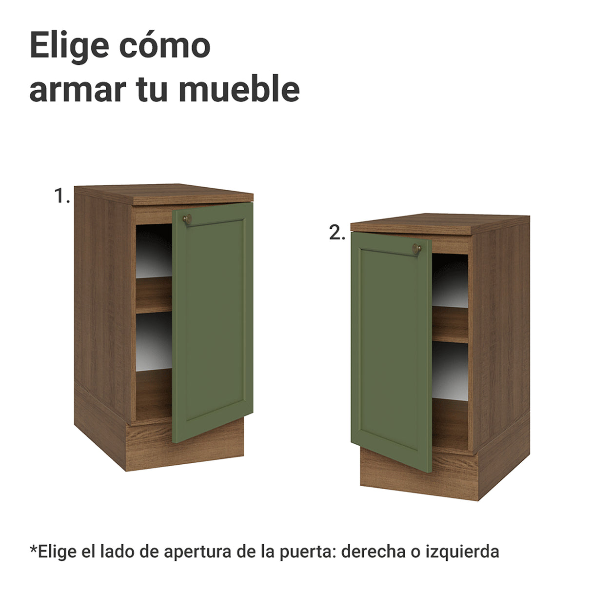 Gabinete de Cocina Vik Marrón y Verde 40x84cm sin Mesón sin Pozuelo - MUEBLES INFERIORES DE COCINA | Bylmo