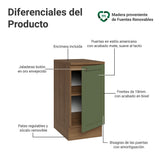 Gabinete de Cocina Vik Marrón y Verde 40x84cm sin Mesón sin Pozuelo - MUEBLES INFERIORES DE COCINA | Bylmo