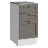 Gabinete de Cocina Vik Blanco y Gris 40x84cm sin Mesón sin Pozuelo y con Tres Cajones - MUEBLES INFERIORES DE COCINA | Bylmo
