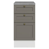 Gabinete de Cocina Vik Blanco y Gris 40x84cm sin Mesón sin Pozuelo y con Tres Cajones - MUEBLES INFERIORES DE COCINA | Bylmo