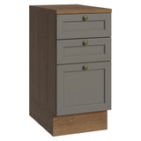 Gabinete de Cocina Vik Marrón y Gris 40x84cm sin Mesón sin Pozuelo y con Tres Cajones - MUEBLES INFERIORES DE COCINA | Bylmo