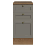 Gabinete de Cocina Vik Marrón y Gris 40x84cm sin Mesón sin Pozuelo y con Tres Cajones - MUEBLES INFERIORES DE COCINA | Bylmo
