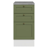 Gabinete de Cocina Vik Blanco y Verde 40x84cm sin Mesón sin Pozuelo y con Tres Cajones - MUEBLES INFERIORES DE COCINA | Bylmo