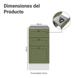 Gabinete de Cocina Vik Blanco y Verde 40x84cm sin Mesón sin Pozuelo y con Tres Cajones - MUEBLES INFERIORES DE COCINA | Bylmo