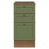 Gabinete de Cocina Vik Marrón y Verde 40x84cm sin Mesón sin Pozuelo y con Tres Cajones - MUEBLES INFERIORES DE COCINA | Bylmo
