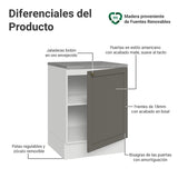 Gabinete de Cocina Vik Blanco y Gris 60x84cm sin Mesón sin Pozuelo - MUEBLES INFERIORES DE COCINA | Bylmo
