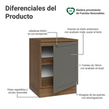 Gabinete de Cocina Vik Marrón y Gris 60x84cm sin Mesón sin Pozuelo - MUEBLES INFERIORES DE COCINA | Bylmo