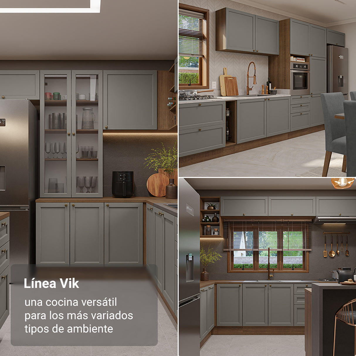 Gabinete de Cocina Vik Marrón y Gris 60x84cm sin Mesón sin Pozuelo - MUEBLES INFERIORES DE COCINA | Bylmo