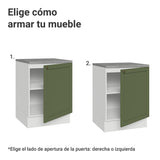 Gabinete de Cocina Vik Blanco y Verde 60x84cm sin Mesón sin Pozuelo - MUEBLES INFERIORES DE COCINA | Bylmo