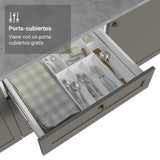 Gabinete de Cocina Vik Blanco y Gris 60x84cm sin Mesón sin Pozuelo y con Tres Cajones - MUEBLES INFERIORES DE COCINA | Bylmo