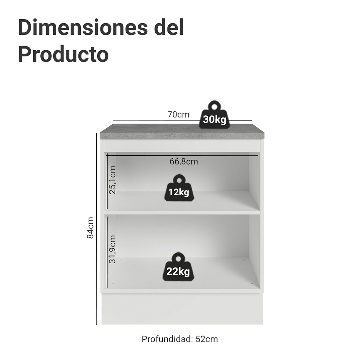 Gabinete de Cocina Vik Blanco y Gris 70x84cm sin Mesón sin Pozuelo