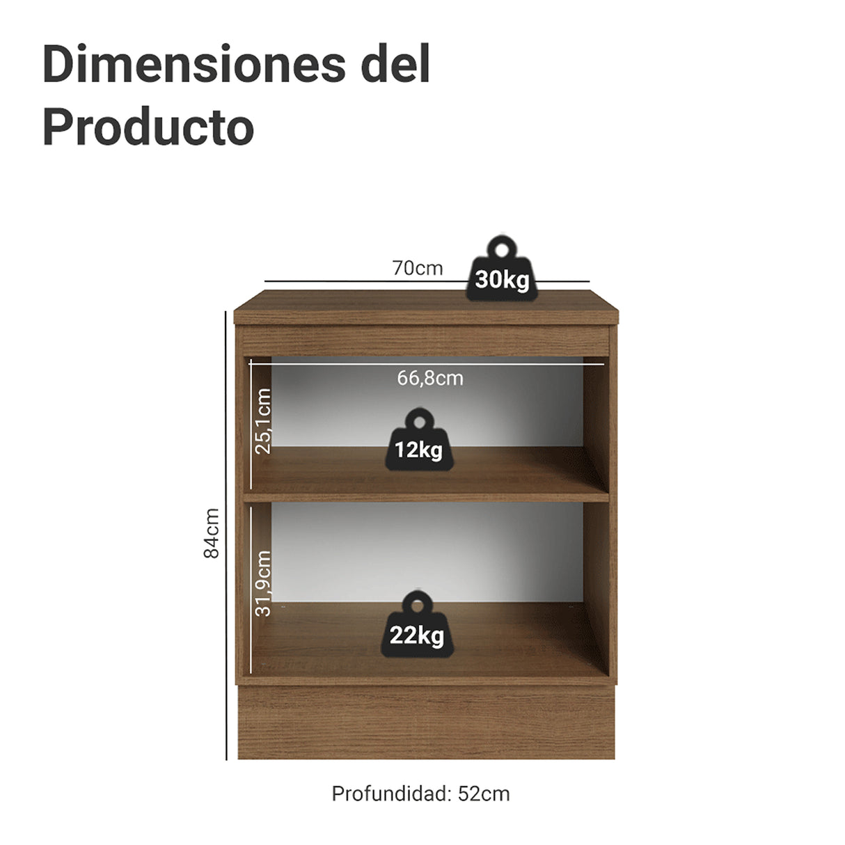 Gabinete de Cocina Vik Marrón y Gris 70x84cm sin Mesón sin Pozuelo - MUEBLES INFERIORES DE COCINA | Bylmo