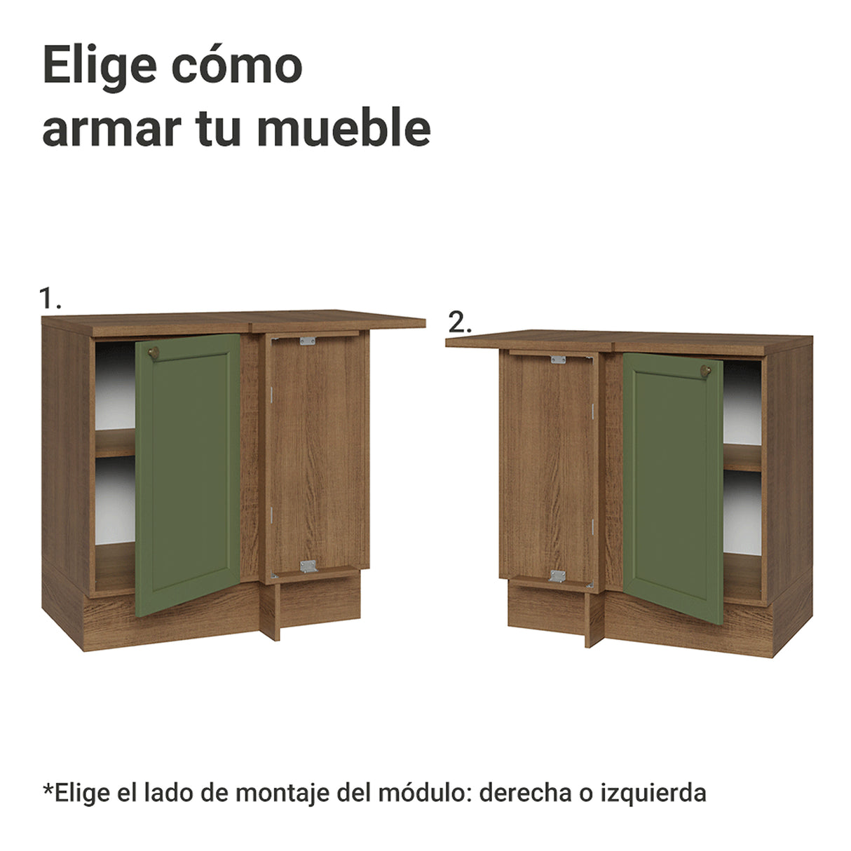 Gabinete de Cocina Vik Marrón y Verde 94x84cm sin Mesón sin Pozuelo