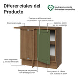 Gabinete de Cocina Vik Marrón y Verde 94x84cm sin Mesón sin Pozuelo
