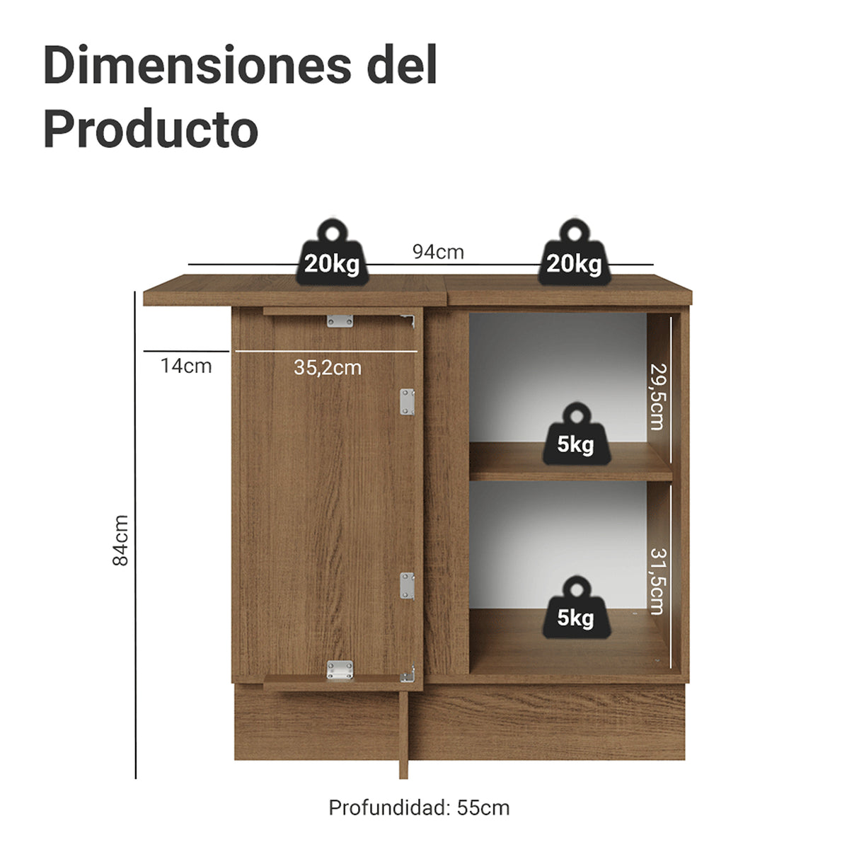 Gabinete de Cocina Vik Marrón y Verde 94x84cm sin Mesón sin Pozuelo