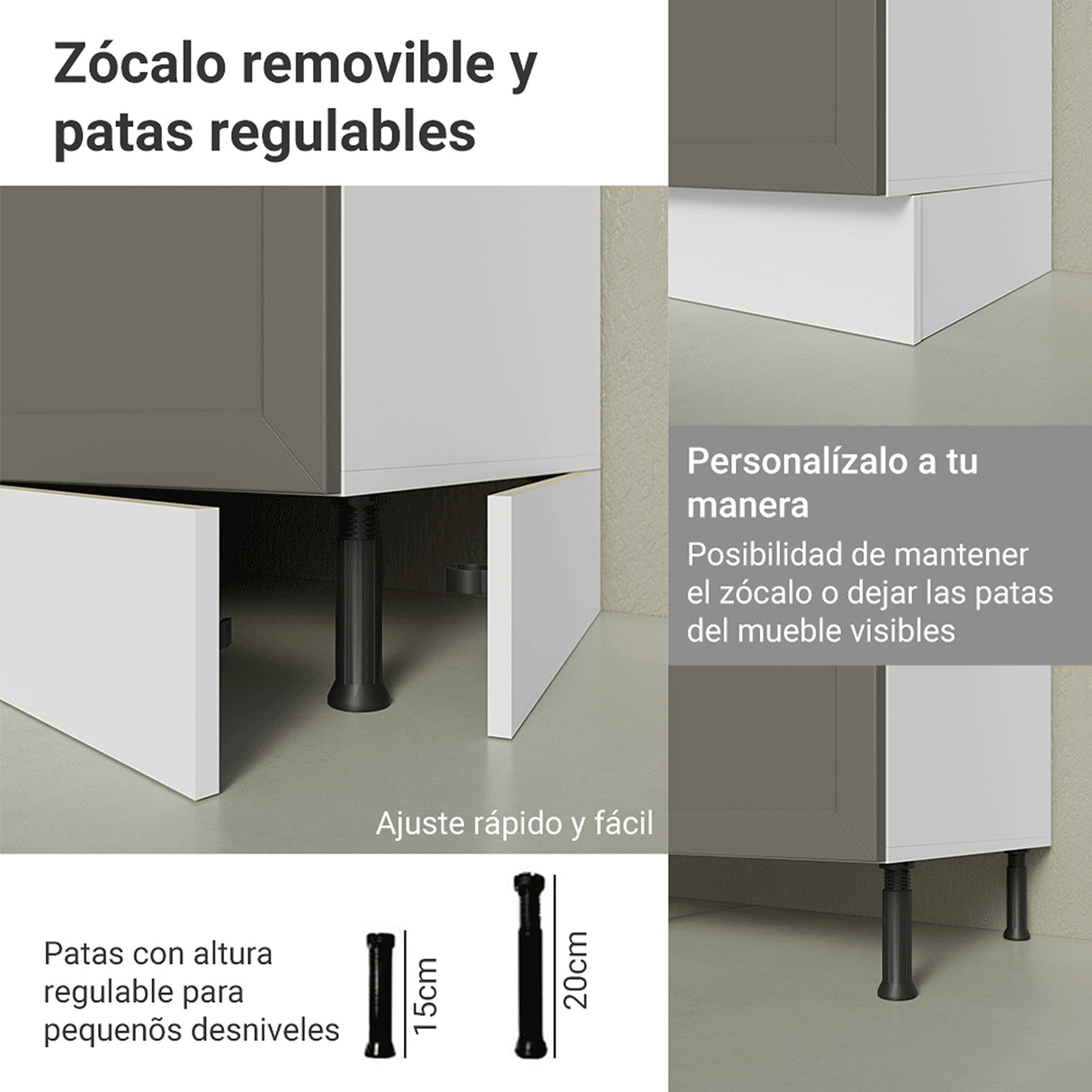 Gabinete de Cocina Vik Blanco y Gris 80x84cm sin Mesón sin Pozuelo - MUEBLES INFERIORES DE COCINA | Bylmo