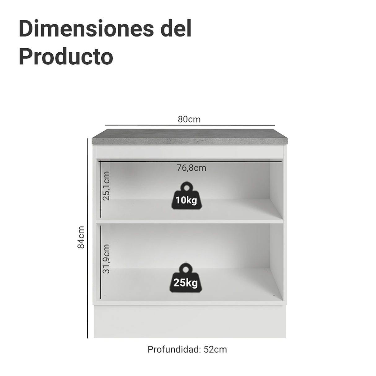 Gabinete de Cocina Vik Blanco y Gris 80x84cm sin Mesón sin Pozuelo - MUEBLES INFERIORES DE COCINA | Bylmo