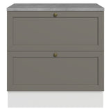 Gabinete de Cocina Vik Blanco y Gris 80x84cm sin Mesón sin Pozuelo y con Dos Cajones - MUEBLES INFERIORES DE COCINA | Bylmo