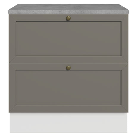 Gabinete de Cocina Vik Blanco y Gris 80x84cm sin Mesón sin Pozuelo y con Dos Cajones - MUEBLES INFERIORES DE COCINA | Bylmo
