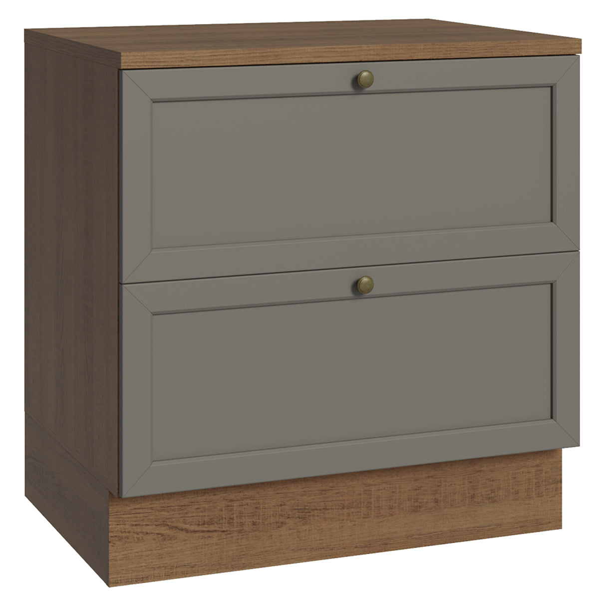 Gabinete de Cocina Vik Marrón y Gris 80x84cm sin Mesón sin Pozuelo y con Dos Cajones - MUEBLES INFERIORES DE COCINA | Bylmo