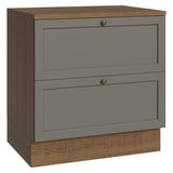 Gabinete de Cocina Vik Marrón y Gris 80x84cm sin Mesón sin Pozuelo y con Dos Cajones - MUEBLES INFERIORES DE COCINA | Bylmo