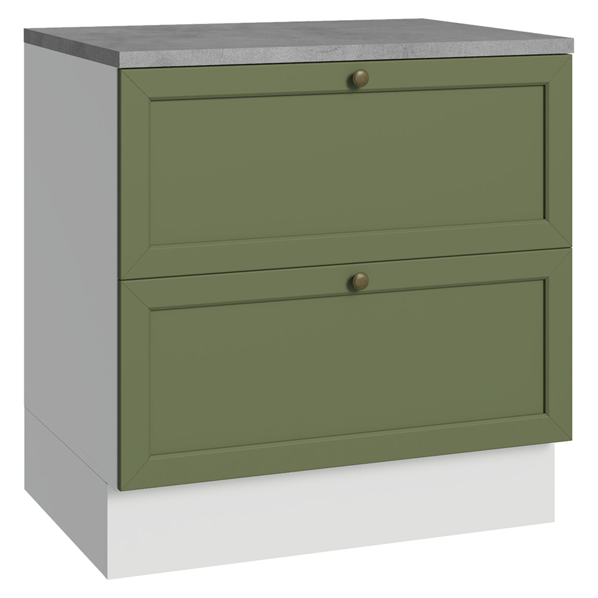 Gabinete de Cocina Vik Blanco y Verde 80x84cm sin Mesón sin Pozuelo y con Dos Cajones - MUEBLES INFERIORES DE COCINA | Bylmo