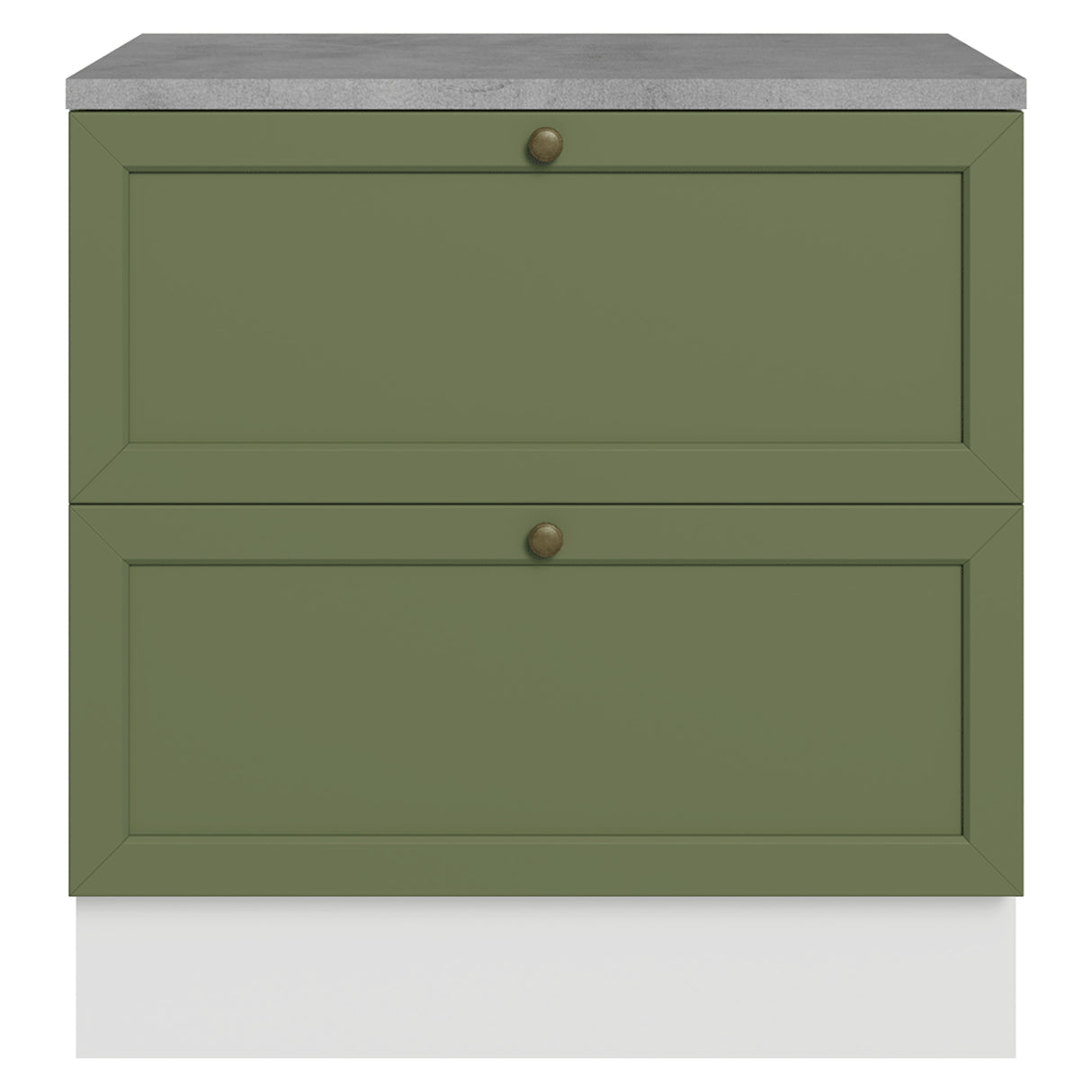 Gabinete de Cocina Vik Blanco y Verde 80x84cm sin Mesón sin Pozuelo y con Dos Cajones - MUEBLES INFERIORES DE COCINA | Bylmo