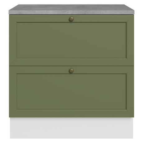 Gabinete de Cocina Vik Blanco y Verde 80x84cm sin Mesón sin Pozuelo y con Dos Cajones - MUEBLES INFERIORES DE COCINA | Bylmo