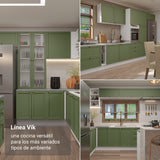 Gabinete de Cocina Vik Blanco y Verde 80x84cm sin Mesón sin Pozuelo y con Dos Cajones - MUEBLES INFERIORES DE COCINA | Bylmo
