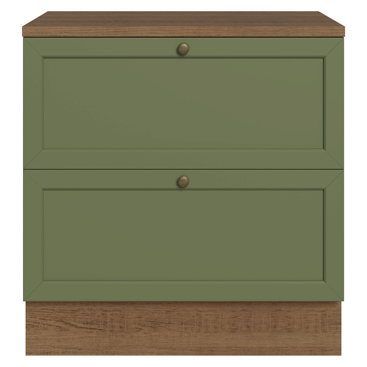 Gabinete de Cocina Vik Marrón y Verde 80x84cm sin Mesón sin Pozuelo y con Dos Cajones