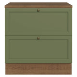 Gabinete de Cocina Vik Marrón y Verde 80x84cm sin Mesón sin Pozuelo y con Dos Cajones