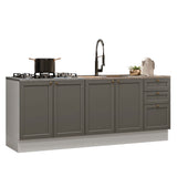 Set X 2 Muebles Inferiores de Cocina Vik Blanco y Gris 200x84cm sin Mesón sin Pozuelo