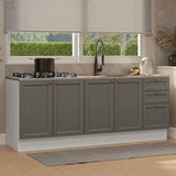 Set X 2 Muebles Inferiores de Cocina Vik Blanco y Gris 200x84cm sin Mesón sin Pozuelo