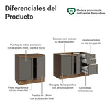 Set X 2 Muebles Inferiores de Cocina Vik Marrón y Gris 200x84cm sin Mesón sin Pozuelo - MUEBLES INFERIORES DE COCINA | Bylmo