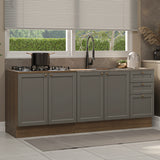 Set X 2 Muebles Inferiores de Cocina Vik Marrón y Gris 200x84cm sin Mesón sin Pozuelo - MUEBLES INFERIORES DE COCINA | Bylmo