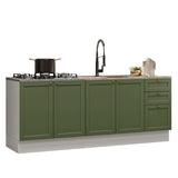 Set X 2 Muebles Inferiores de Cocina Vik Blanco y Verde 200x84cm sin Mesón sin Pozuelo - MUEBLES INFERIORES DE COCINA | Bylmo