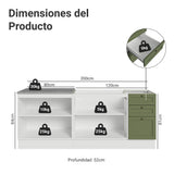 Set X 2 Muebles Inferiores de Cocina Vik Blanco y Verde 200x84cm sin Mesón sin Pozuelo - MUEBLES INFERIORES DE COCINA | Bylmo