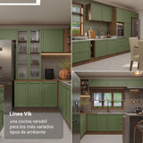 Set X 2 Muebles Inferiores de Cocina Vik Marrón y Verde 200x84cm sin Mesón sin Pozuelo - MUEBLES INFERIORES DE COCINA | Bylmo
