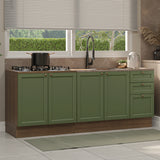 Set X 2 Muebles Inferiores de Cocina Vik Marrón y Verde 200x84cm sin Mesón sin Pozuelo - MUEBLES INFERIORES DE COCINA | Bylmo