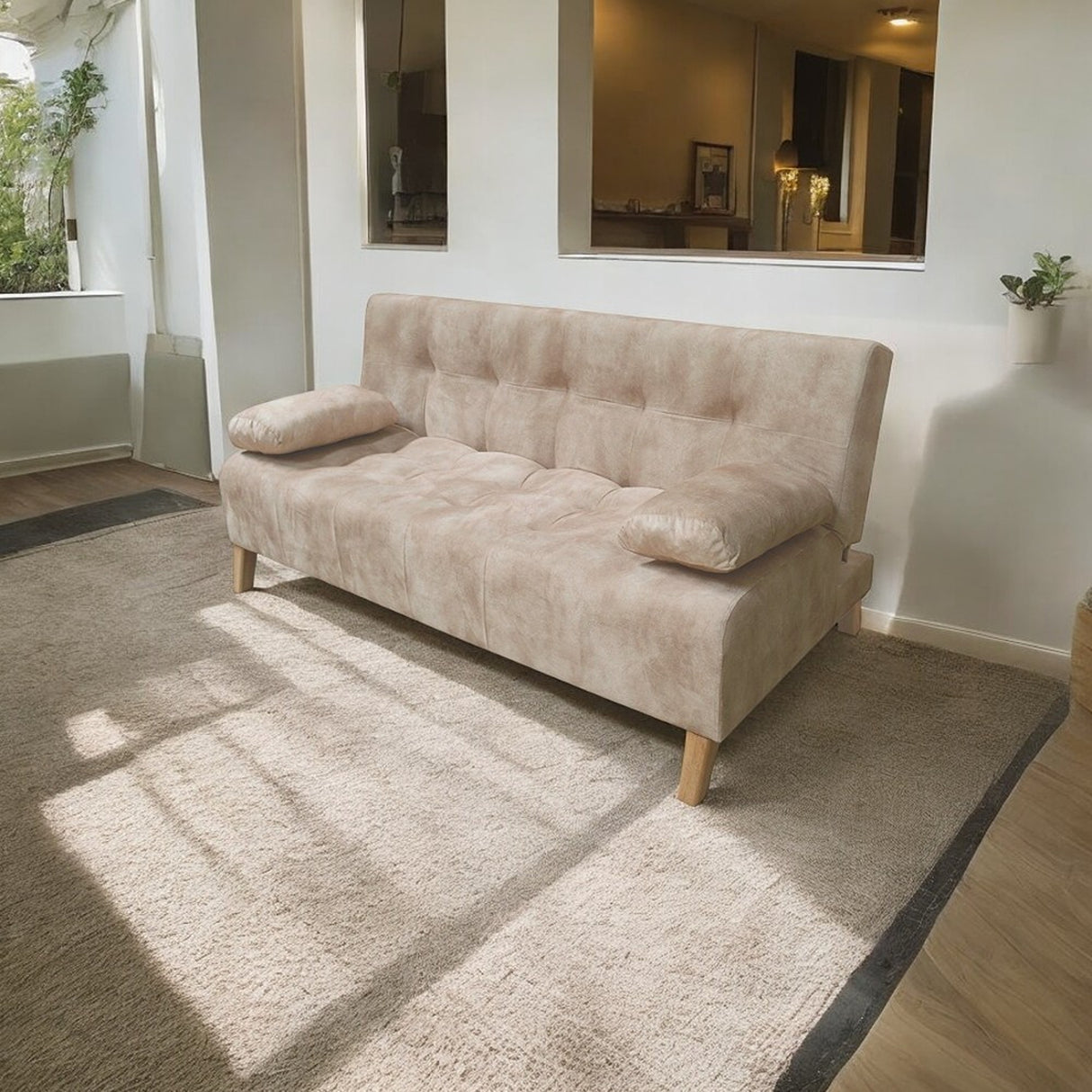 Sofacama Leroy Camel 180x85cm Reclinable De Tres Puestos Con Apoya Brazos