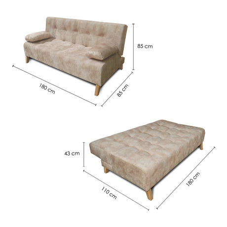 Sofacama Leroy Camel 180x85cm Reclinable de Tres Puestos con Apoya Brazos - SOFAS Y POLTRONAS | Bylmo