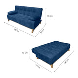 Sofacama Leroy Azul 180x85cm Reclinable de Tres Puestos con Apoya Brazos - SOFAS Y POLTRONAS | Bylmo
