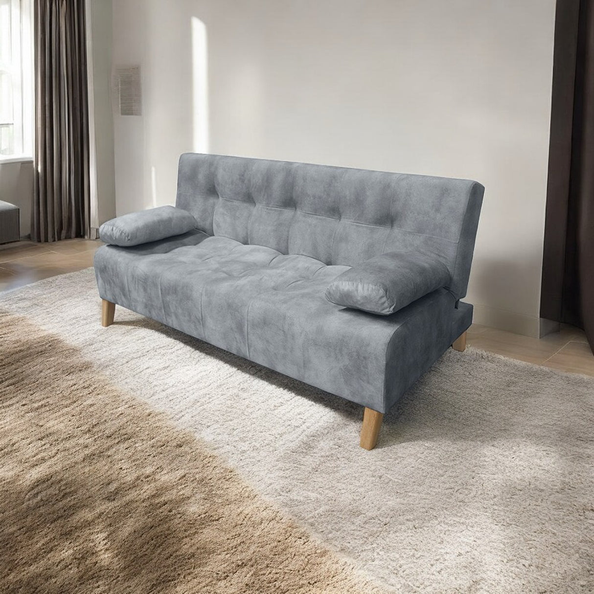 Sofacama Leroy Gris 180x85cm Reclinable de Tres Puestos con Apoya Brazos - SOFAS Y POLTRONAS | Bylmo