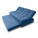 Sofá Cama Tarima Brooke Azul Petróleo 190x95cm Reclinable De Tres Puestos Sin Apoya Brazos
