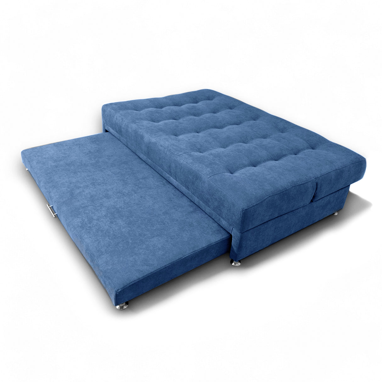 Sofá Cama Tarima Brooke Azul Petróleo 190x95cm Reclinable De Tres Puestos Sin Apoya Brazos